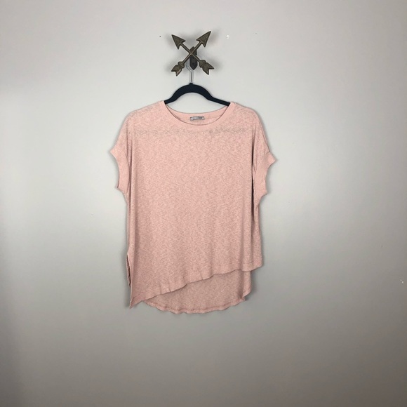 Zara Womens Basic Ribbed Blush Asymmetrical Top - Picture 5 of 8